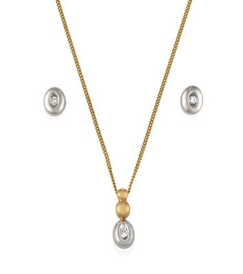 Lot 2396 - A 9 Carat Gold Pendant on Chain, Ring and Earring Suite