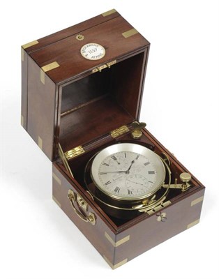 Lot 1045 - A Mahogany Eight Day Marine Chronometer, signed Brockbank & Atkins, London, No.1157, circa...