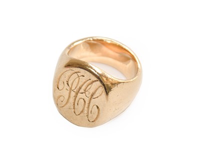 Lot 219 - A signet ring engraved with monogram, finger...