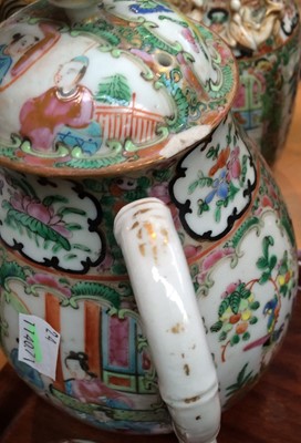 Lot 72 - A Cantonese porcelain pear formed teapot and...