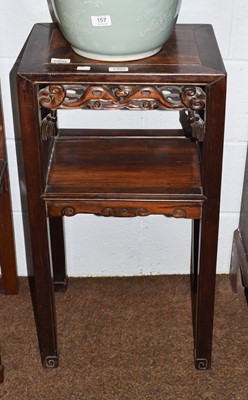 Lot 1393 - A Chinese hardwood rectangular two-tier plant...