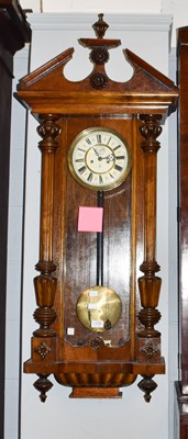 Lot 1398 - A walnut veneered Vienna type wall clock with...