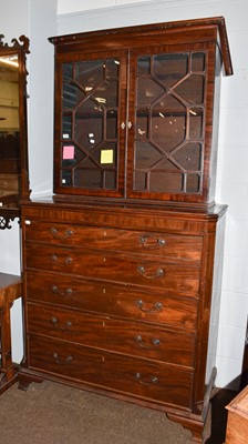 Lot 1399 - A 19th century mahogany secretaire chest with...