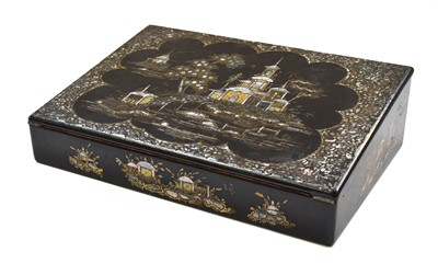 Lot 287 - A Victorian lacquered chinoiserie papier-mache...