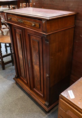 Lot 1241 - A Victorian walnut cabinet with a single...