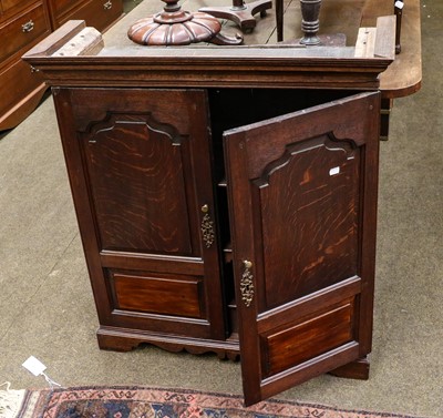 Lot 1338 - A Georgian oak two-door cabinet, 86.5cm by...