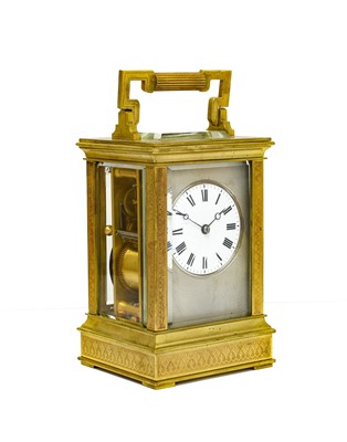 Lot 839 - A Brass Striking Carriage Clock, circa 1900,...