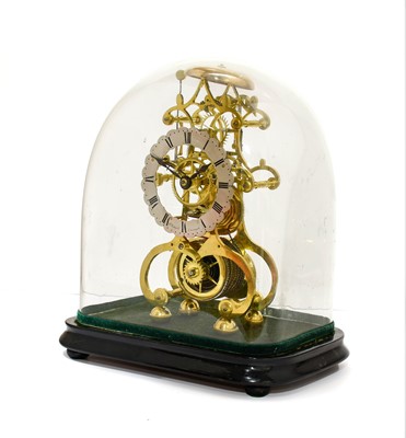 Lot 683 - A Brass Skeleton Mantel Timepiece with Passing...