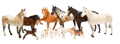 Lot 131 - Beswick and Royal Doulton horses and dogs...