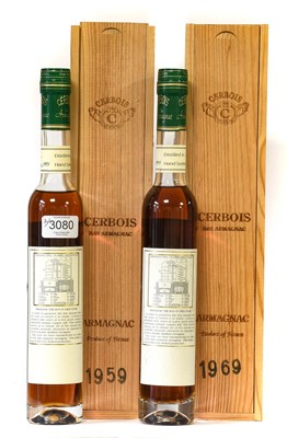Lot 3080 - Cerbois Bas Armagnac 1959 and 1969, with...