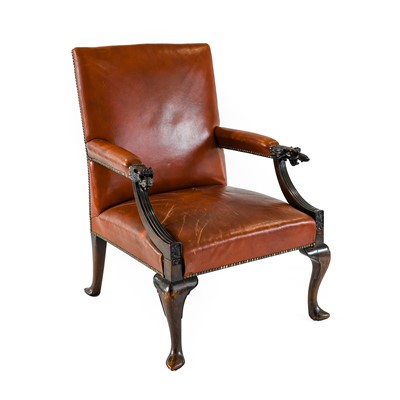 Lot 712 - A Carved Mahogany Library Armchair, 19th...