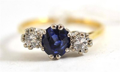 Lot 198 - A sapphire and diamond three stone ring