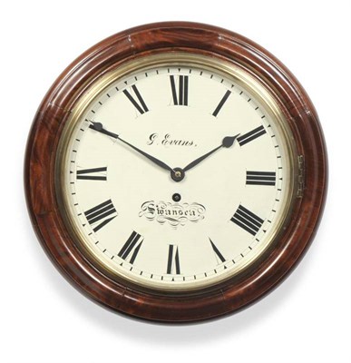 Lot 1048 - A Mahogany Wall Timepiece, G Evans, Swansea, circa 1880, side and bottom opening doors, 12-inch...