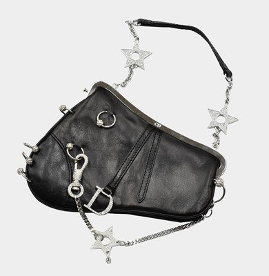 Lot 2266 - Christian Dior Mini Black Leather Saddle Bag,...