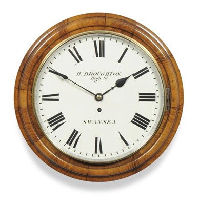 Lot 1049 - A Walnut Wall Timepiece, H Broughton, High St, Swansea, circa 1870, side and bottom opening...