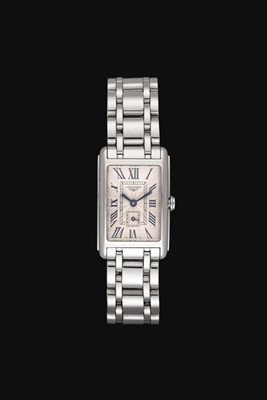 Lot 2253 - Longines: A Lady's Stainless Steel Rectangular Wristwatch