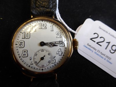 Lot 26 - A 9 Carat Gold "Trench" Wristwatch, 1921,...