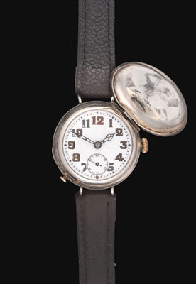 Lot 2244 - A Silver Full Hunter "Trench" Wristwatch