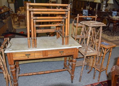 Lot 1212 - ~ A Victorian marble-topped oak washstand (a.f....