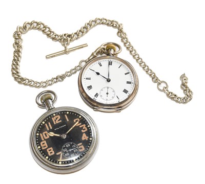 Lot 203 - A Military Waltham pocket watch, and a silver...