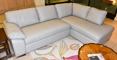 Lot 1238 - A modern grey leather upholstered corner sofa,...