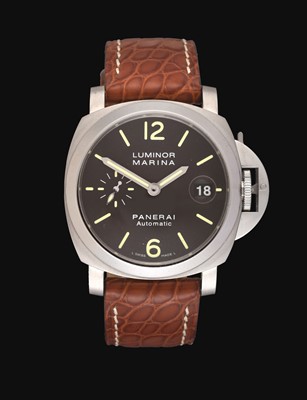 Lot 2137 - Officine Panerai: A Stainless Steel Limited Edition Automatic Calendar Wristwatch