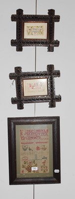 Lot 382 - ~A pair of tramp art picture frames, each...