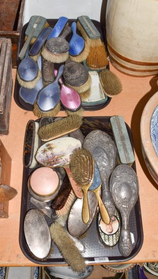 Lot 383 - ~Assorted silver backed dressing table brush...