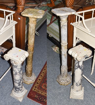 Lot 1262 - ~ Two pairs of marble columns, one pair with...