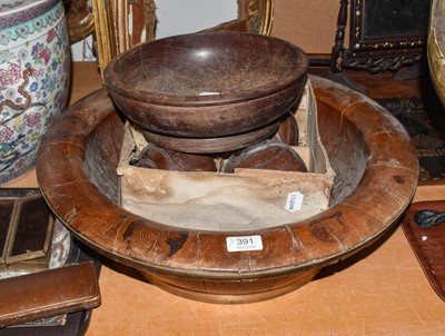 Lot 391 - ~A 19th century staved and metal mounted dough...