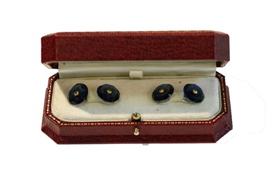 Lot 239 - A pair of gilt blue paste cufflinks, composed...