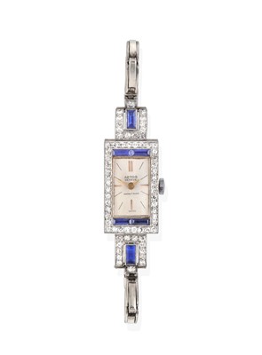 Lot 2412 - A Diamond and Synthetic Sapphire Cocktail Wristwatch