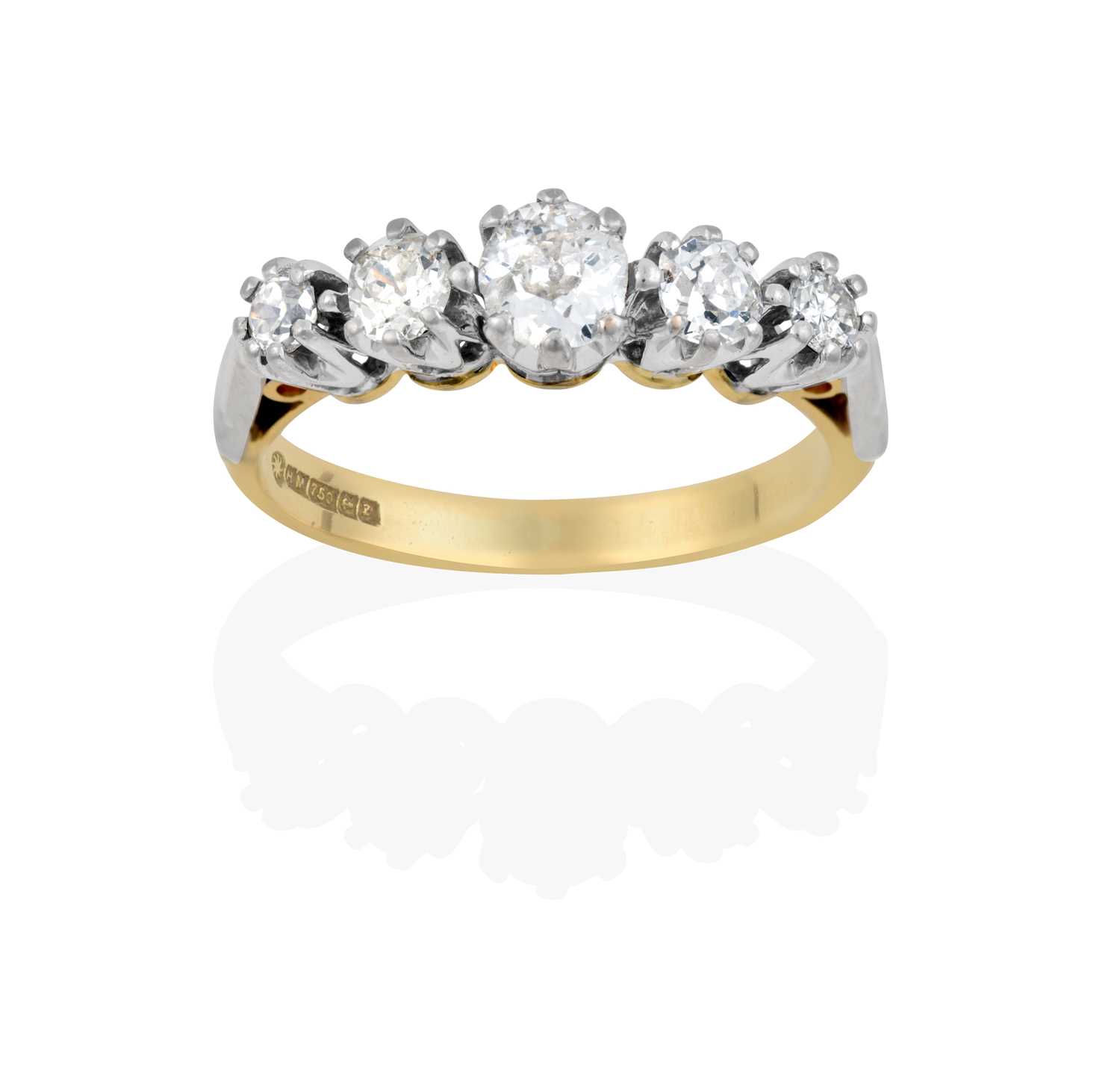 Lot 2283 - An 18 Carat Gold Diamond Five Stone Ring