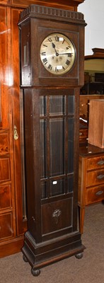 Lot 1326 - A 1940's oak cased longcase clock, with 10.5''...