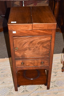 Lot 1365 - A George III mahogany washstand with folding...