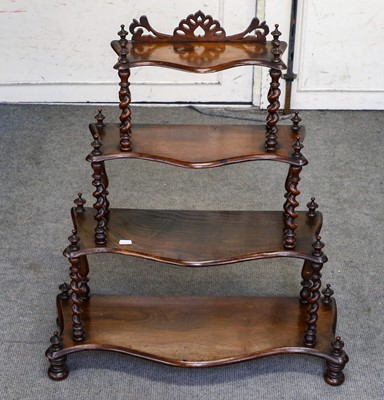 Lot 1222 - A Victorian rosewood serpentine whatnot stand,...