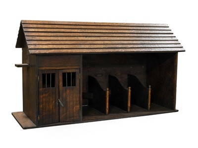 Lot 690 - A Victorian Oak Model of Stable, with pitched...