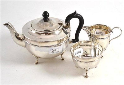 Lot 241 - Silver three piece tea set by S P & Co, Sheffield