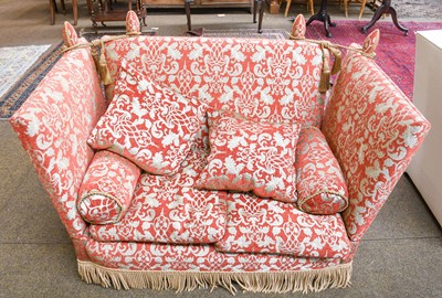 Lot 1388 - A small Knoll style drop end sofa in red and...