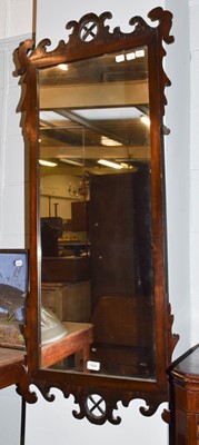 Lot 1404 - A Georgian mahogany fretwork mirror, 56cm by...