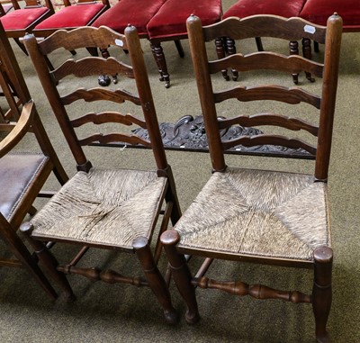 Lot 1298 - Two 19th century oak ladderback chairs