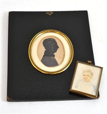 Lot 245 - Miniature portrait of a boy and a silhouette portrait