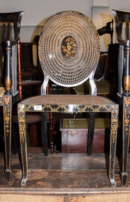 Lot 1311 - A 19th century Japanned canework side chair,...