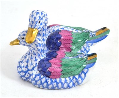 Lot 247 - Herend group of two ducks (with box)