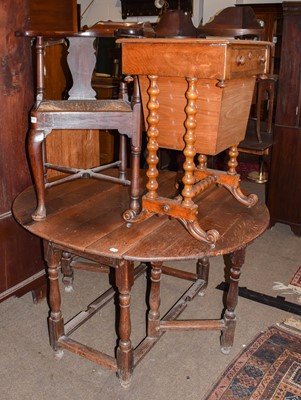 Lot 1416 - An 18th century oak gateleg table, 121cm by...