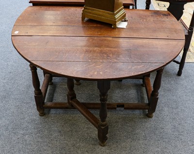 Lot 1416 - An 18th century oak gateleg table, 121cm by...