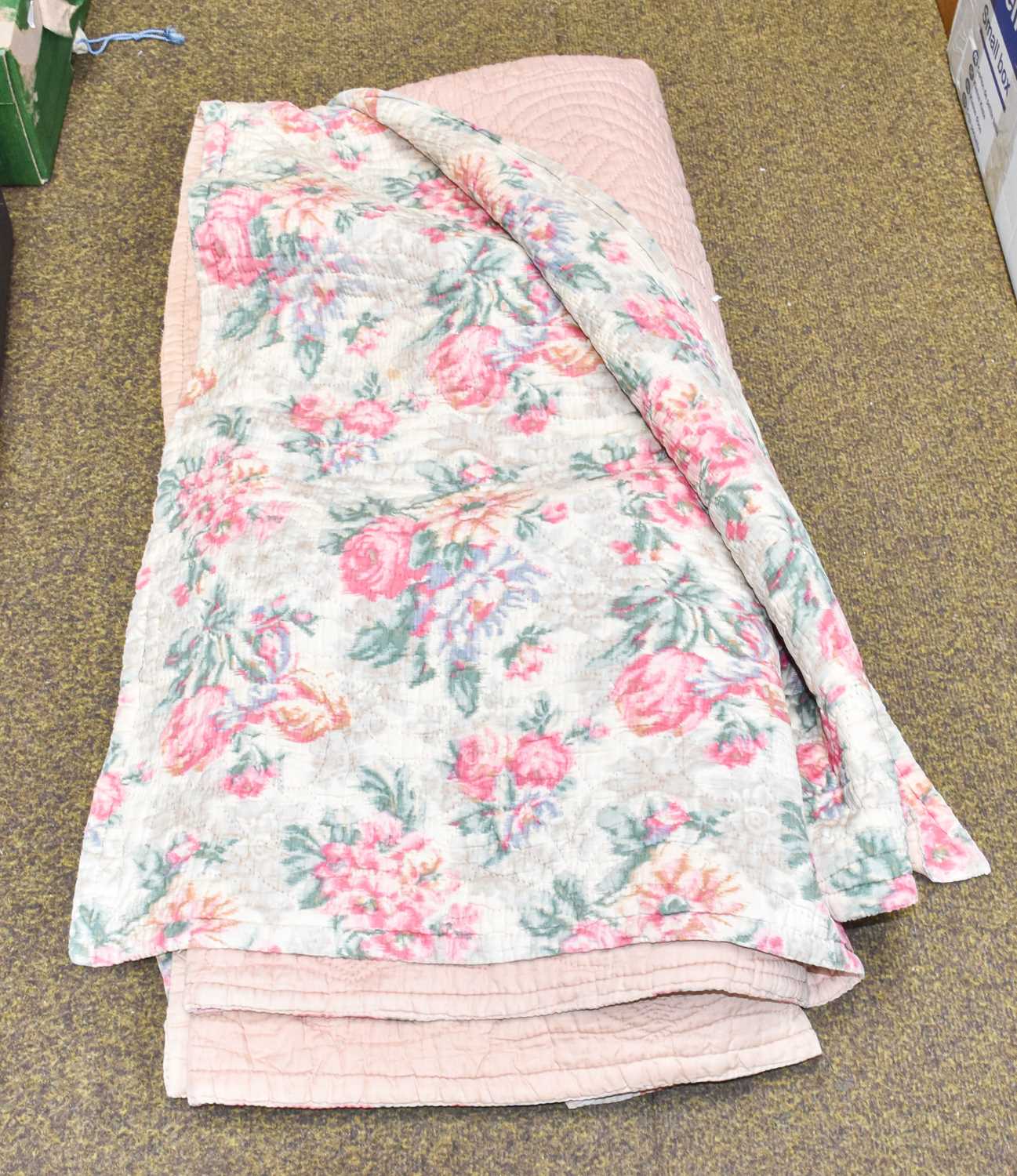 Lot 334 - Large floral whole cloth quilt