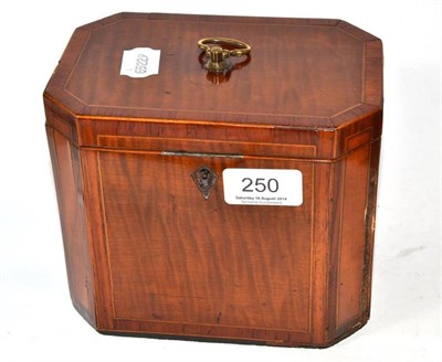 Lot 250 - A flamed mahogany tea caddy