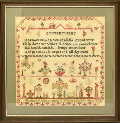 Lot 2104 - A Sampler Titled 'Contentment' Worked by...