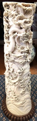 Lot 109 - A Pair of Japanese Ivory Tusk Vases, Meiji...